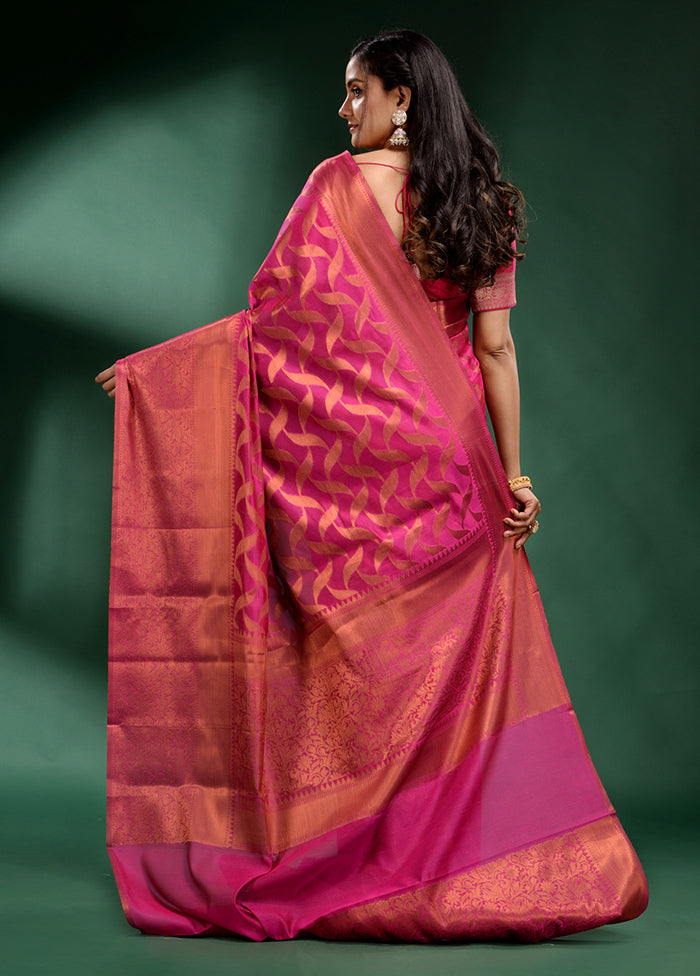 Pink Organza Saree With Blouse Piece - Indian Silk House Agencies