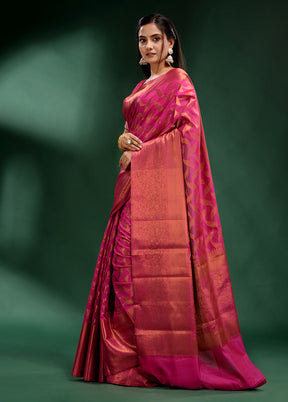 Pink Organza Saree With Blouse Piece - Indian Silk House Agencies