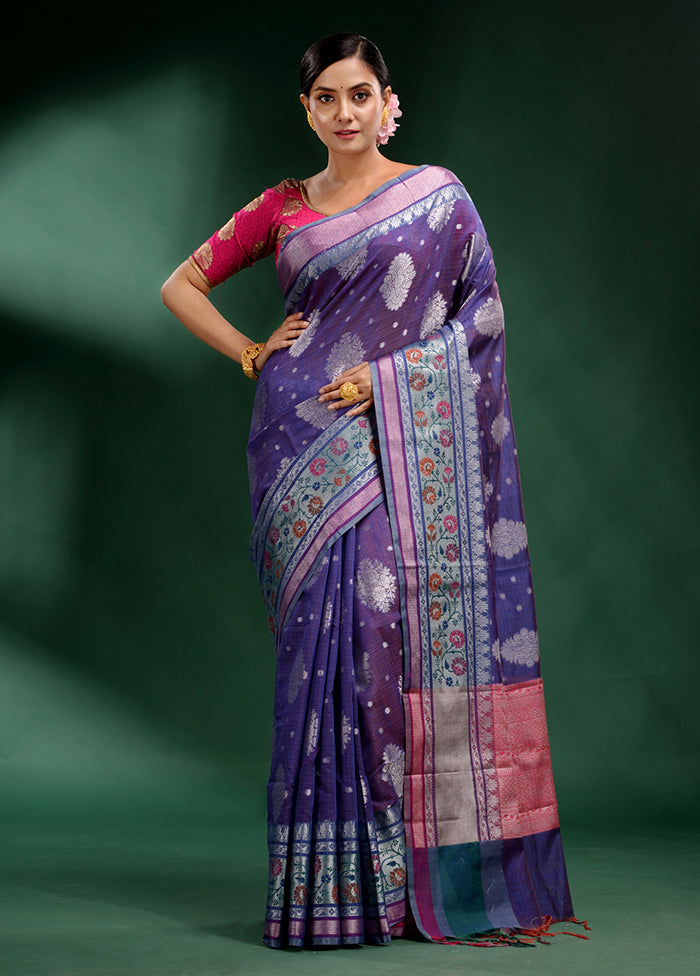 Violet Dupion Silk Saree With Blouse Piece - Indian Silk House Agencies