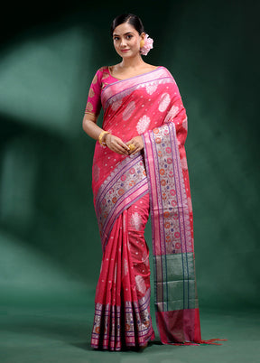 Pink Dupion Silk Saree With Blouse Piece - Indian Silk House Agencies