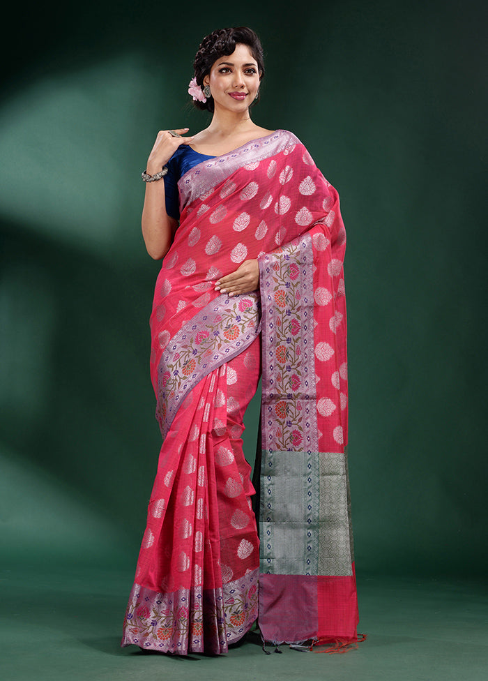 Pink Dupion Silk Saree With Blouse Piece - Indian Silk House Agencies