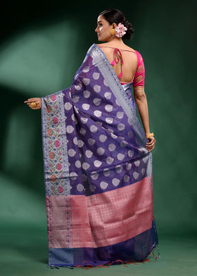 Violet Dupion Silk Saree With Blouse Piece - Indian Silk House Agencies