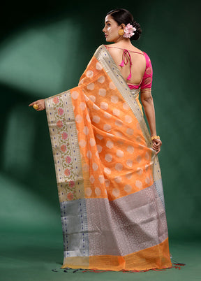 Light Peach Dupion Silk Saree With Blouse Piece - Indian Silk House Agencies