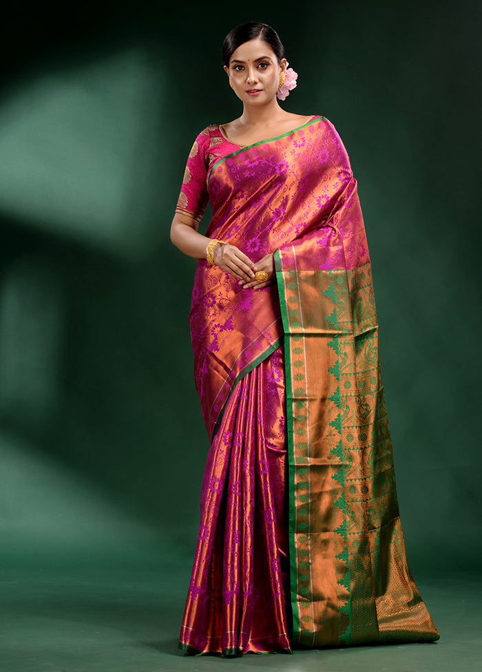 Red Dupion Silk Saree With Blouse Piece - Indian Silk House Agencies