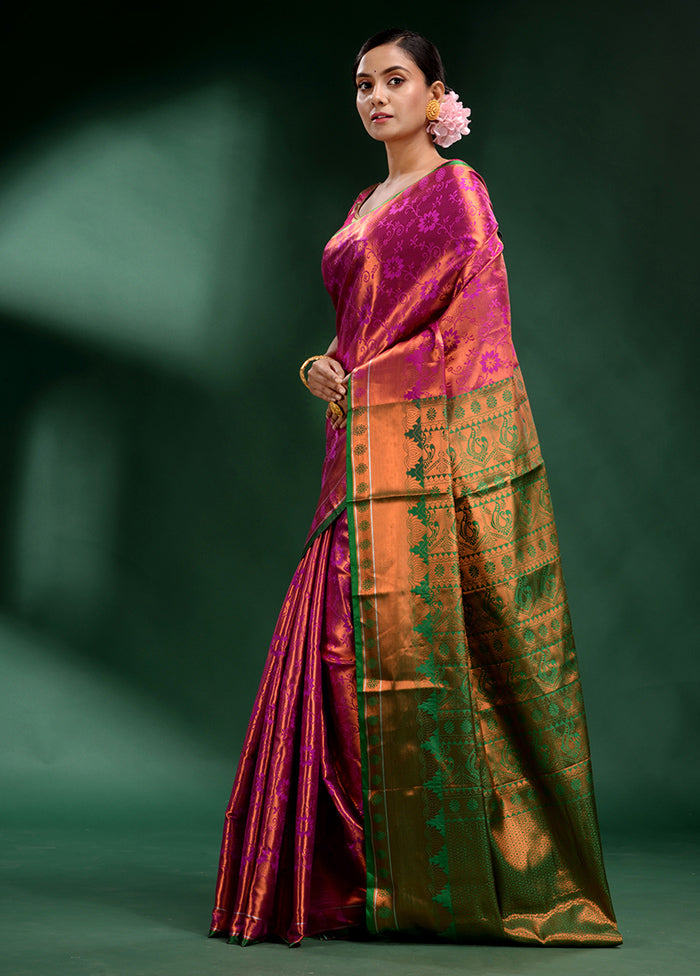 Red Dupion Silk Saree With Blouse Piece - Indian Silk House Agencies