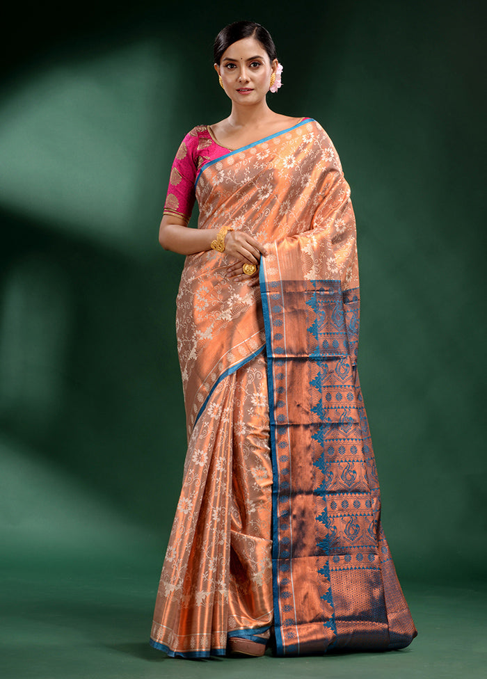 Cream Dupion Silk Saree With Blouse Piece - Indian Silk House Agencies