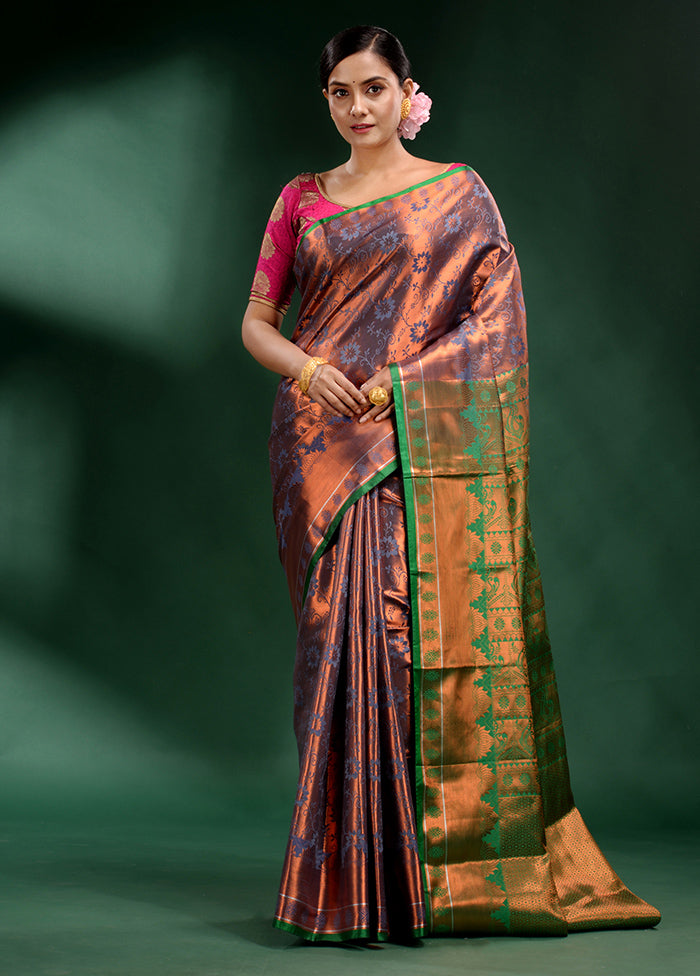 Brown Dupion Silk Saree With Blouse Piece - Indian Silk House Agencies