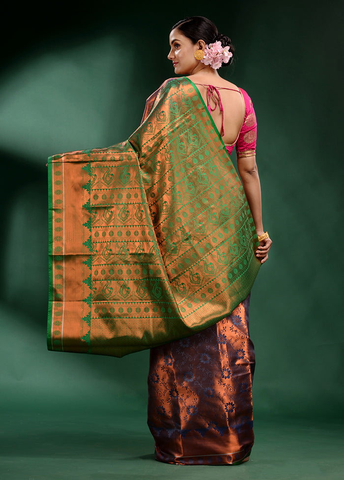 Brown Dupion Silk Saree With Blouse Piece - Indian Silk House Agencies