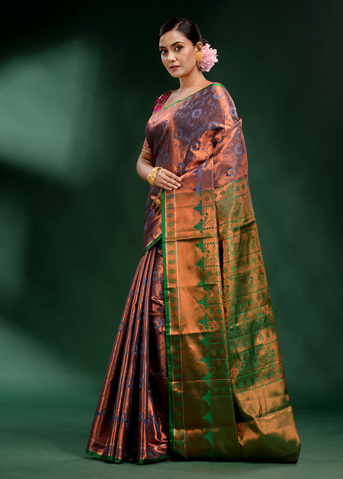 Brown Dupion Silk Saree With Blouse Piece - Indian Silk House Agencies