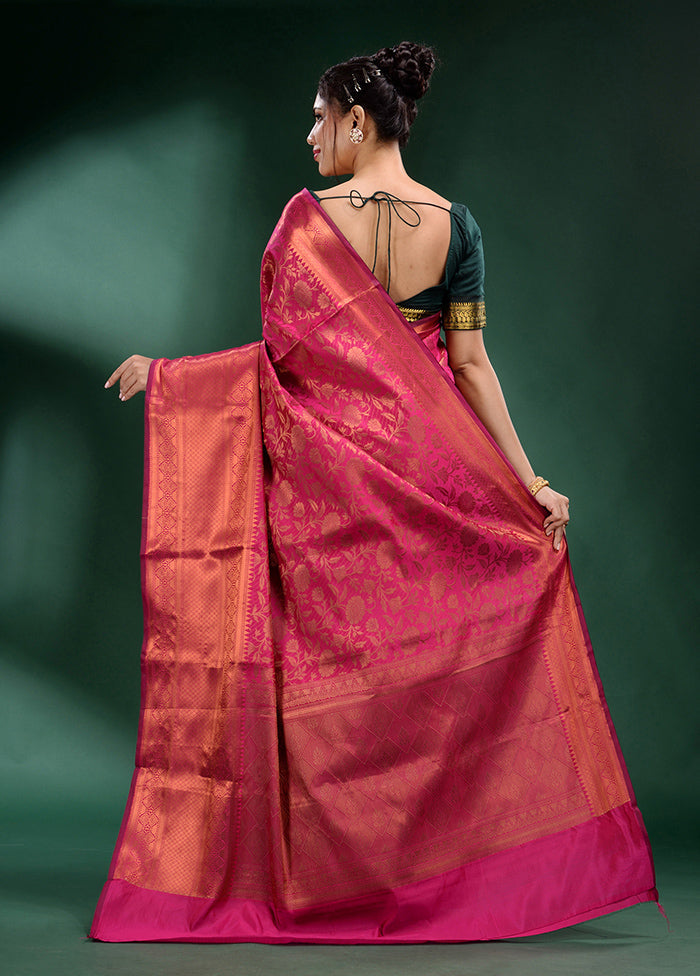 Fuchsia Dupion Silk Saree With Blouse Piece - Indian Silk House Agencies