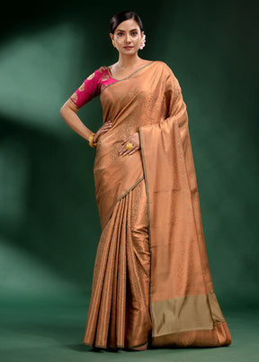 Beige Dupion Silk Saree With Blouse Piece - Indian Silk House Agencies