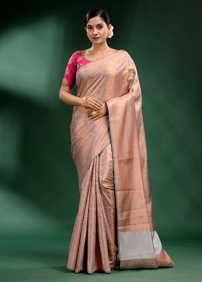 Cream Dupion Silk Saree With Blouse Piece - Indian Silk House Agencies