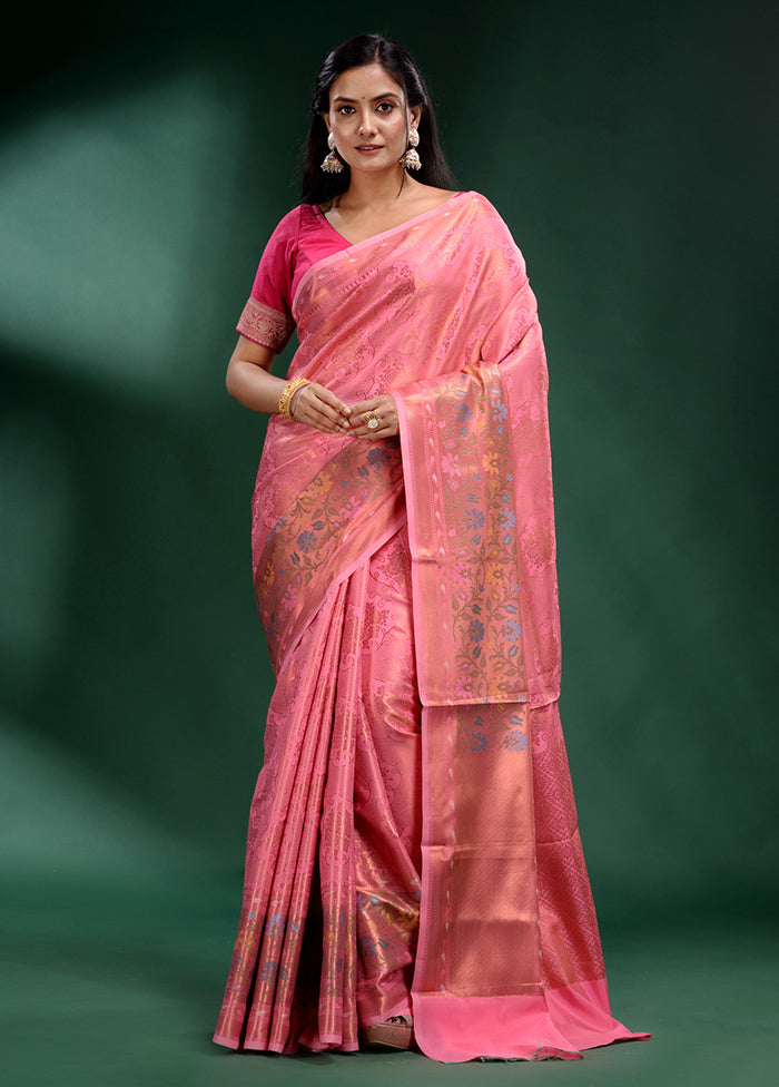 Pink Dupion Silk Saree With Blouse Piece - Indian Silk House Agencies