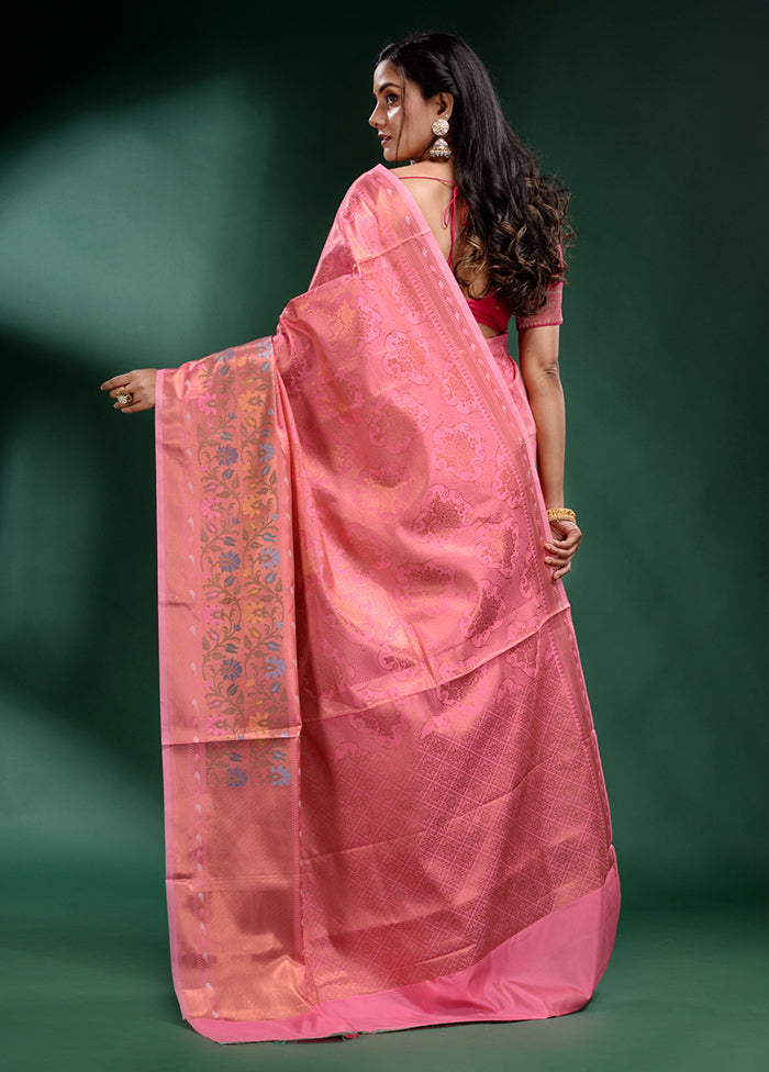 Pink Dupion Silk Saree With Blouse Piece - Indian Silk House Agencies