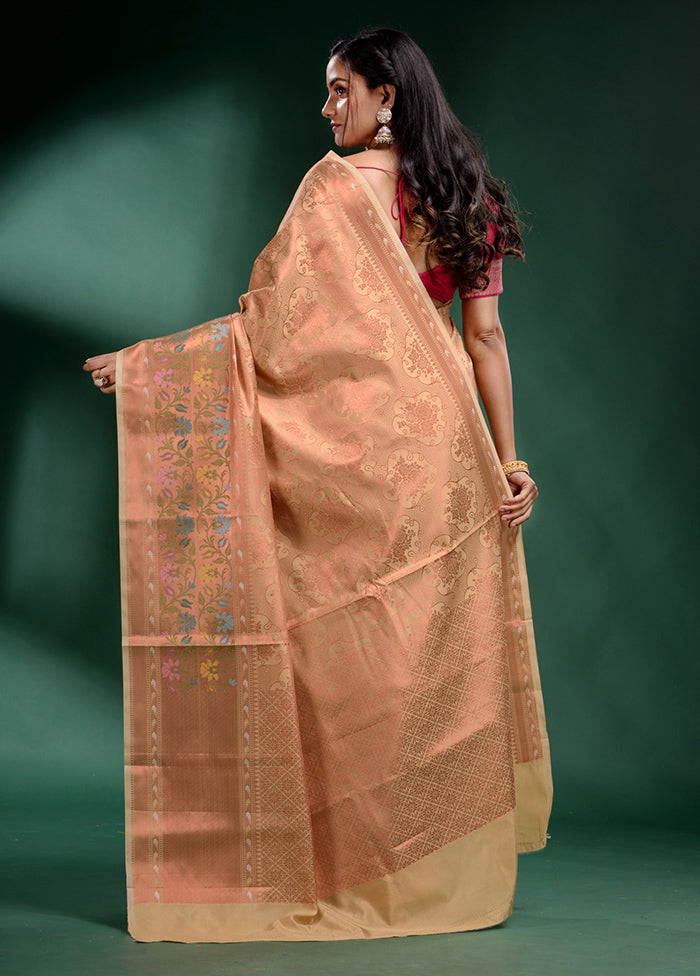 Off White Dupion Silk Saree With Blouse Piece - Indian Silk House Agencies