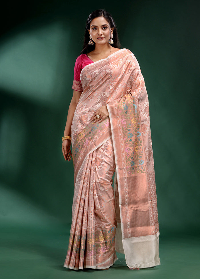 White Dupion Silk Saree With Blouse Piece - Indian Silk House Agencies