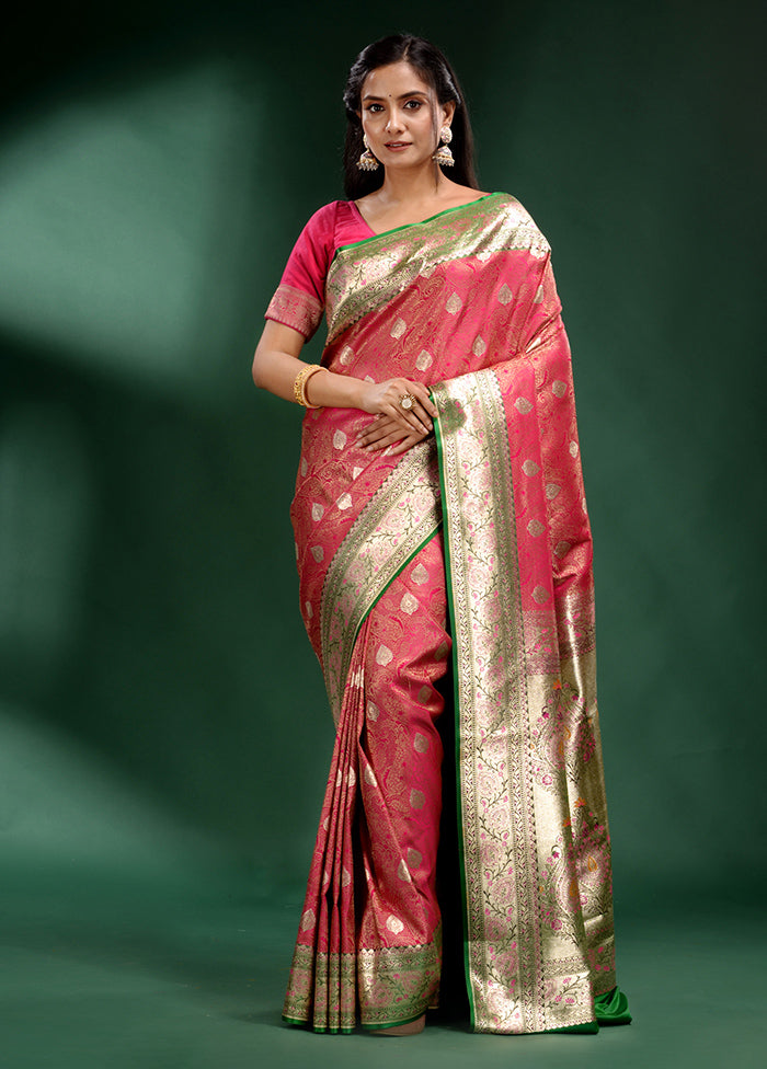 Pink Spun Pure Silk Saree With Blouse Piece - Indian Silk House Agencies