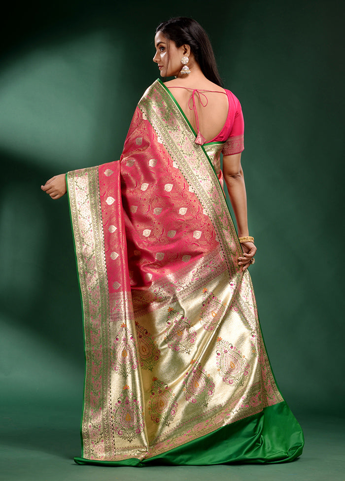 Pink Spun Pure Silk Saree With Blouse Piece - Indian Silk House Agencies