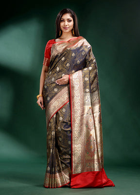 Grey Spun Pure Silk Saree With Blouse Piece - Indian Silk House Agencies