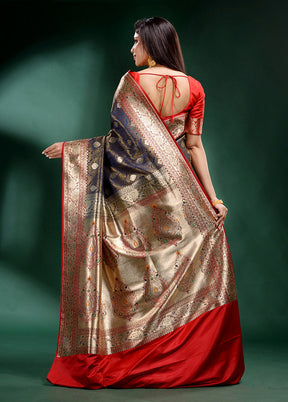 Grey Spun Pure Silk Saree With Blouse Piece - Indian Silk House Agencies