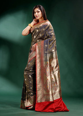 Grey Spun Pure Silk Saree With Blouse Piece - Indian Silk House Agencies