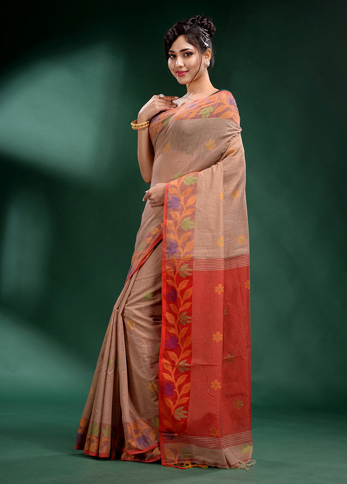 Beige Spun Silk Saree With Blouse Piece - Indian Silk House Agencies