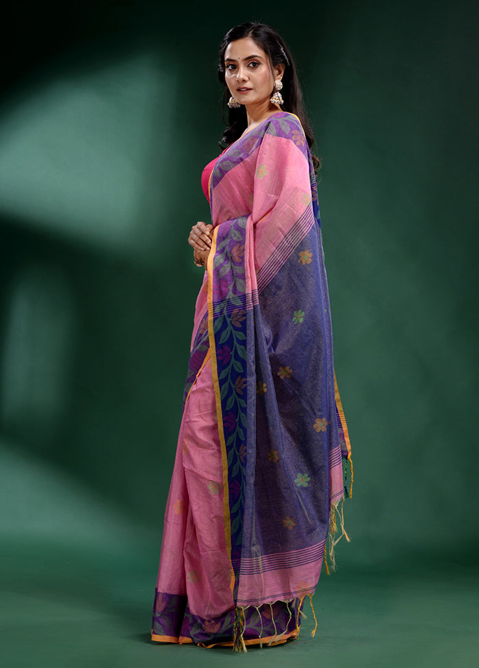 Pink Spun Silk Saree With Blouse Piece - Indian Silk House Agencies