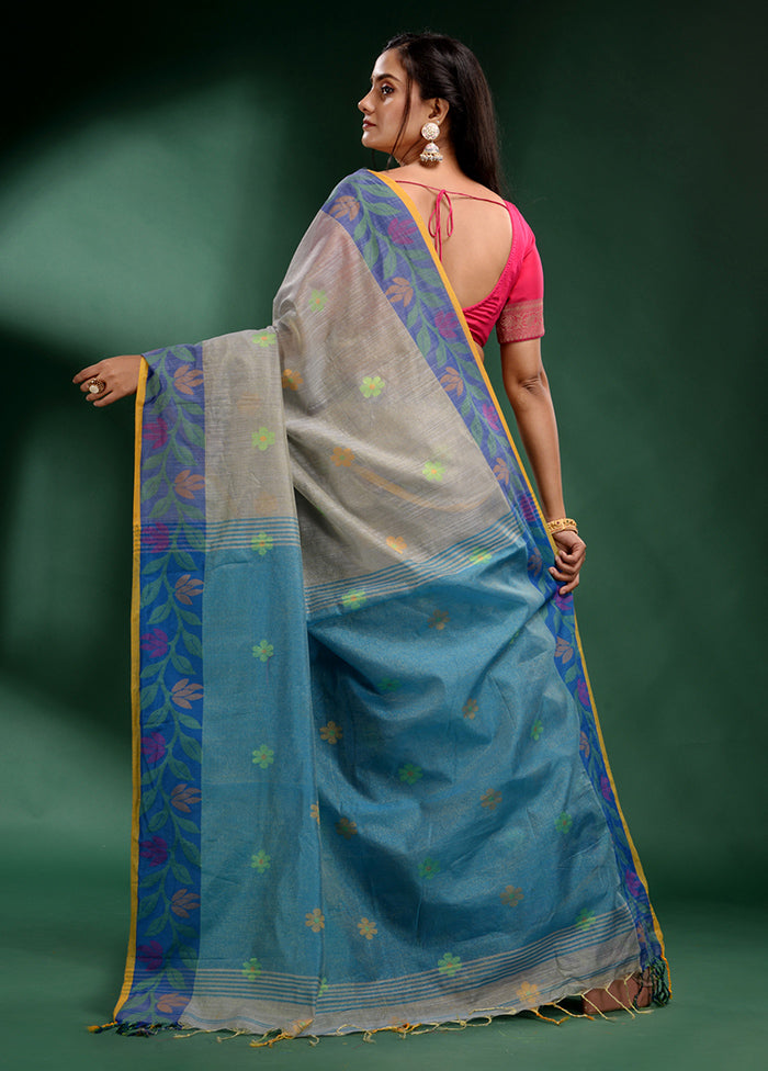 Grey Spun Silk Saree With Blouse Piece - Indian Silk House Agencies