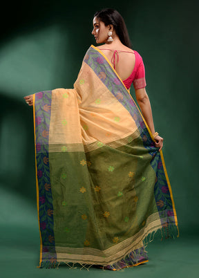 Light Yellow Spun Silk Saree With Blouse Piece - Indian Silk House Agencies