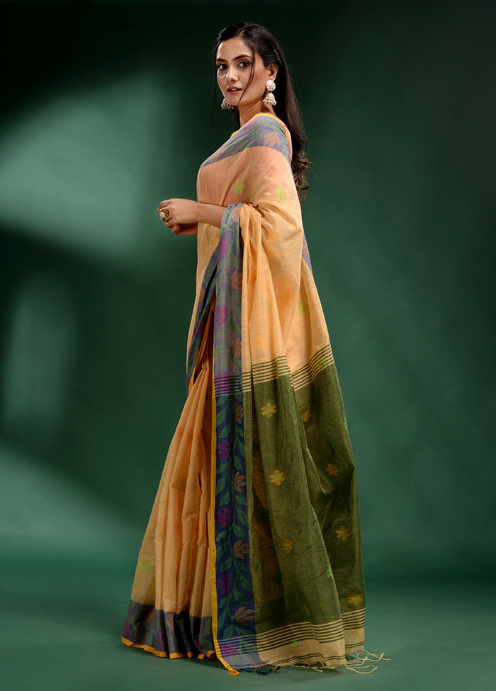 Light Yellow Spun Silk Saree With Blouse Piece - Indian Silk House Agencies