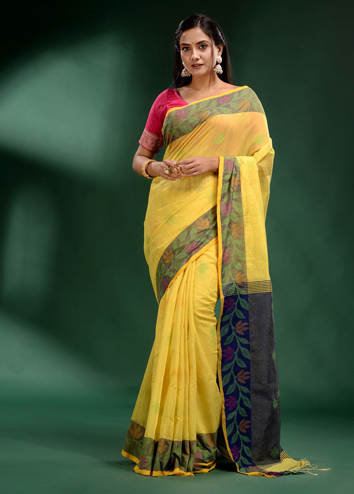 Yellow Spun Silk Saree With Blouse Piece - Indian Silk House Agencies