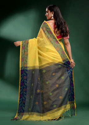 Yellow Spun Silk Saree With Blouse Piece - Indian Silk House Agencies