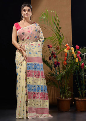 Off White Tant Saree Without Blouse Piece - Indian Silk House Agencies