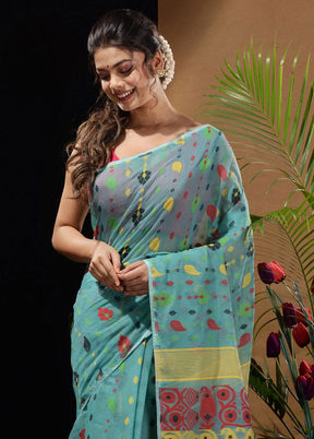 Sea Green Tant Saree Without Blouse Piece - Indian Silk House Agencies