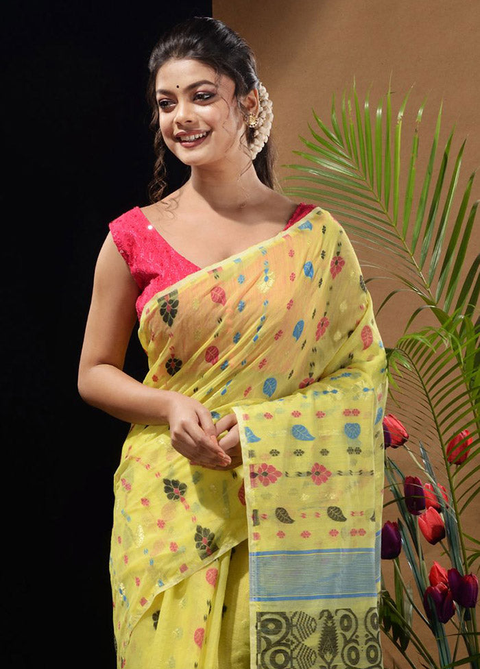 Yellow Tant Saree Without Blouse Piece - Indian Silk House Agencies