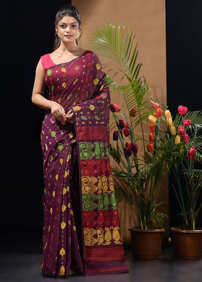 Magenta Tant Saree Without Blouse Piece - Indian Silk House Agencies