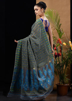 Grey Tant Saree Without Blouse Piece - Indian Silk House Agencies