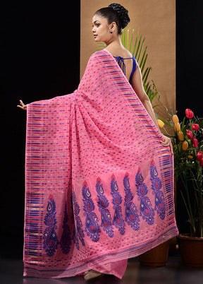 Pink Tant Saree Without Blouse Piece - Indian Silk House Agencies