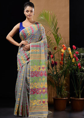 Grey Tant Saree Without Blouse Piece - Indian Silk House Agencies