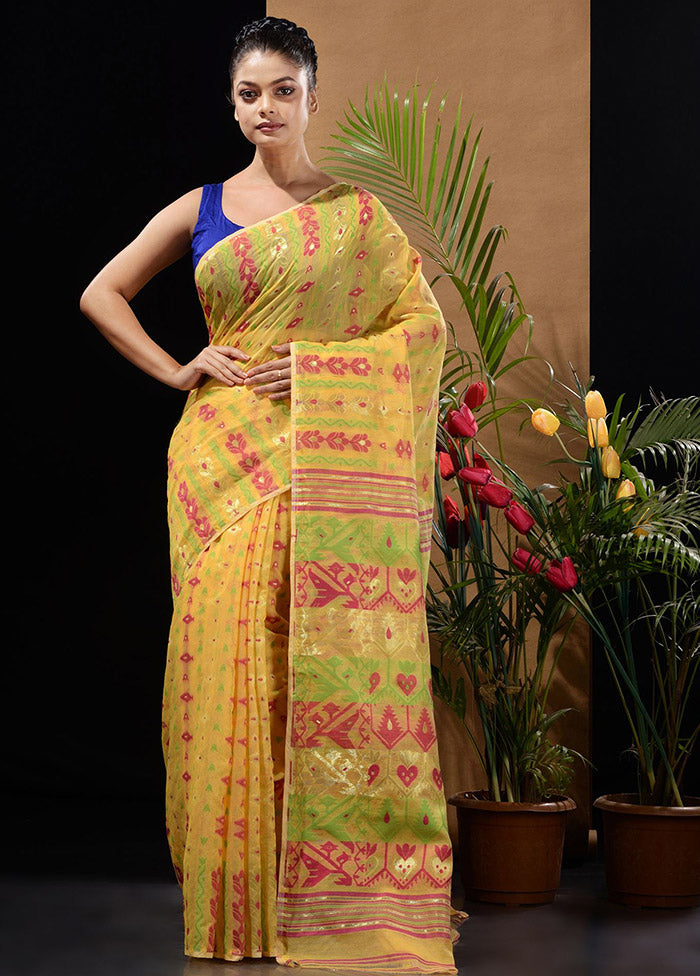 Yellow Tant Saree Without Blouse Piece - Indian Silk House Agencies