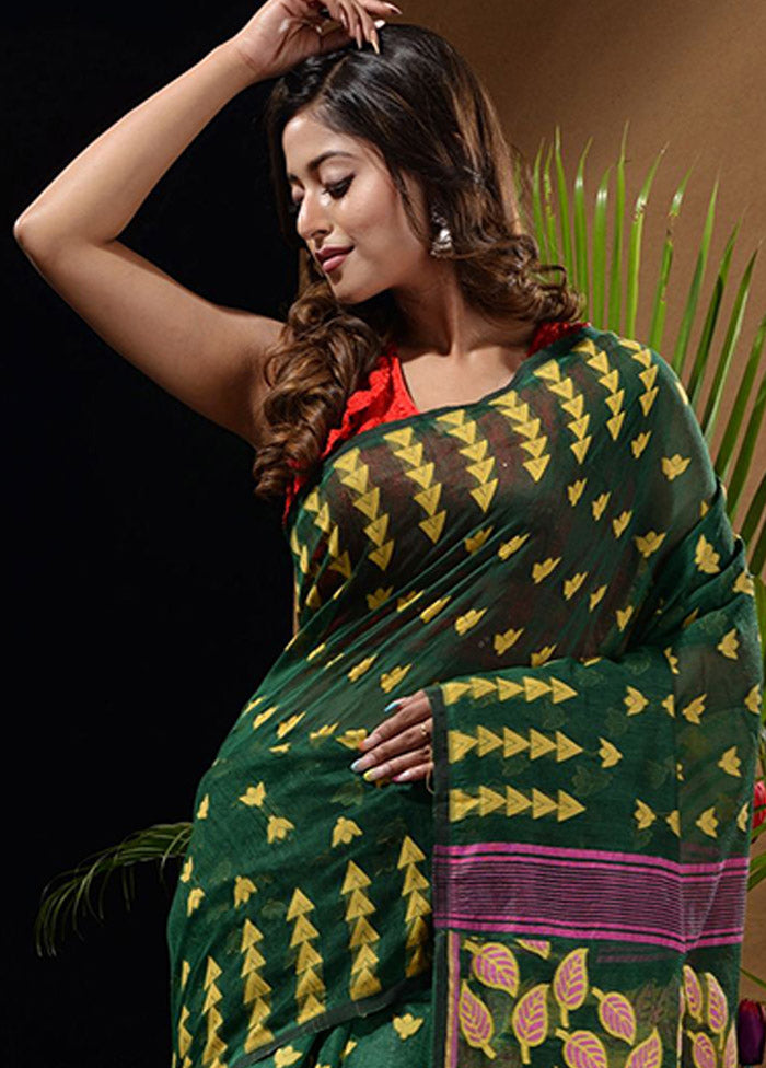 Green Tant Saree Without Blouse Piece - Indian Silk House Agencies