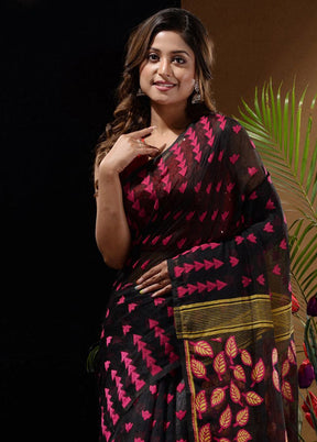 Black Tant Saree Without Blouse Piece - Indian Silk House Agencies