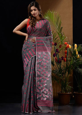 Grey Tant Saree Without Blouse Piece - Indian Silk House Agencies