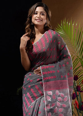 Grey Tant Saree Without Blouse Piece - Indian Silk House Agencies