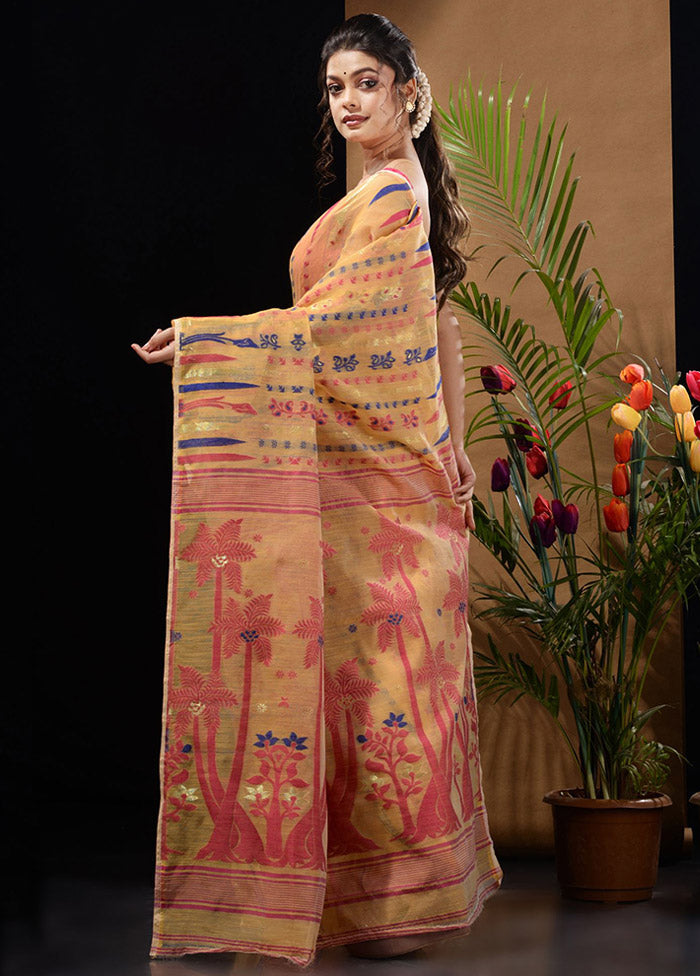 Yellow Tant Saree Without Blouse Piece - Indian Silk House Agencies