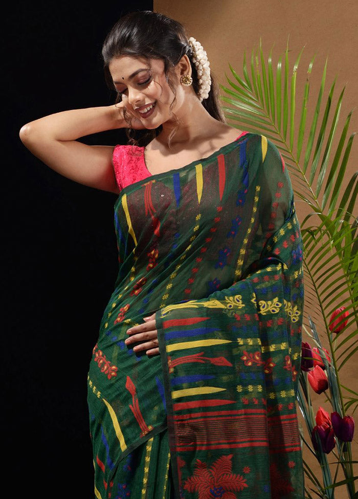 Green Tant Saree Without Blouse Piece - Indian Silk House Agencies