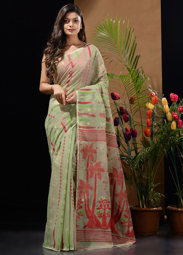 Green Tant Saree Without Blouse Piece - Indian Silk House Agencies