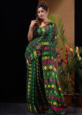 Green Tant Saree Without Blouse Piece - Indian Silk House Agencies