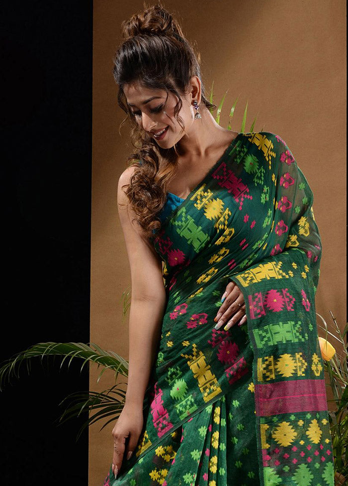 Green Tant Saree Without Blouse Piece - Indian Silk House Agencies