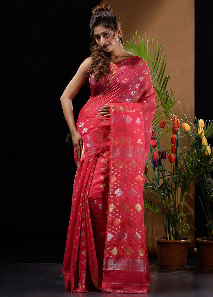 Pink Tant Saree Without Blouse Piece - Indian Silk House Agencies